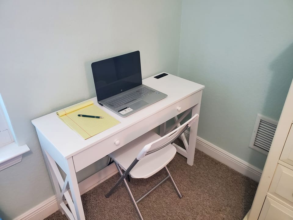 Dedicated workstation in 2nd BR. Charging plugs in the desk