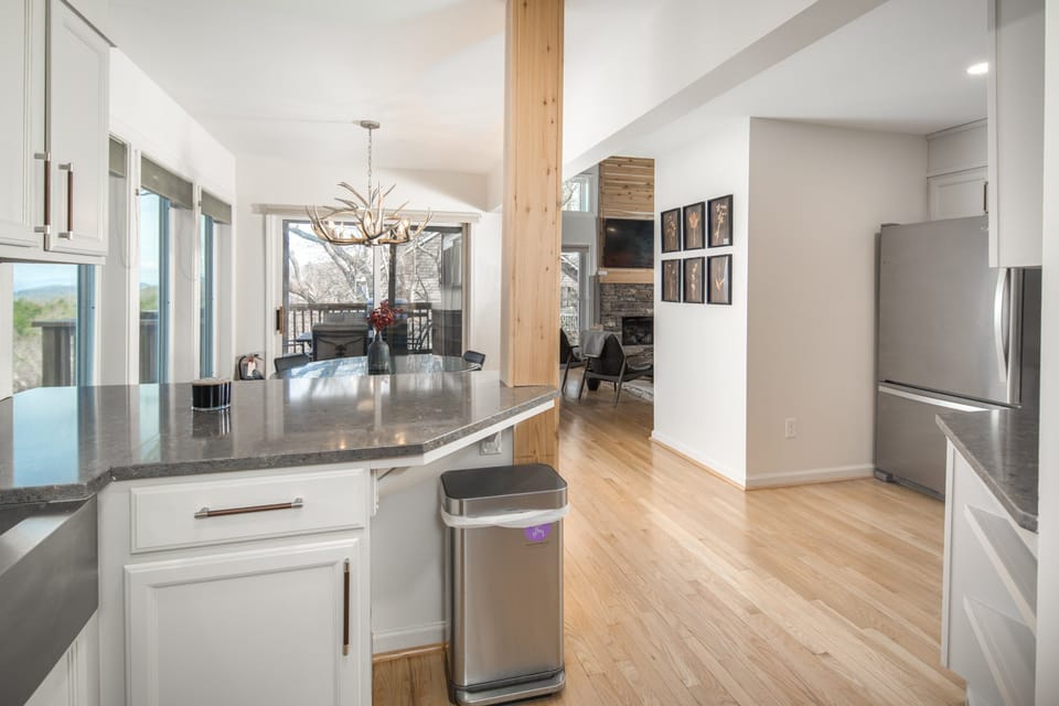 Stylish finishes and updated appliances make the remodeled kitchen as functional as it is inviting.