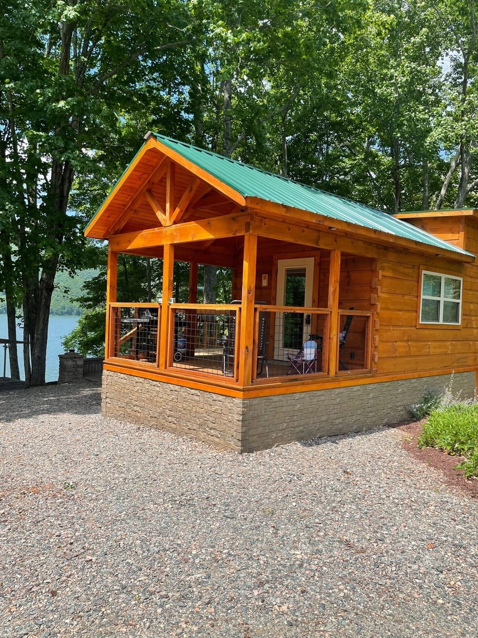Covered front porch with grilling area 