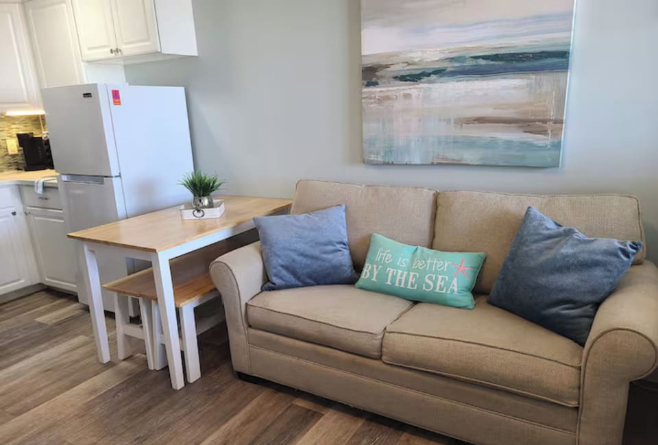 Sofa bed with coastal accents