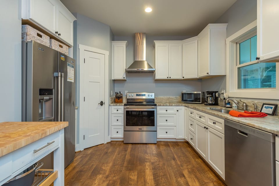 Whip up your favorites in the kitchen with stainless steel appliances, dishwasher, and two types of coffee makers (Keurig and Drip-style).