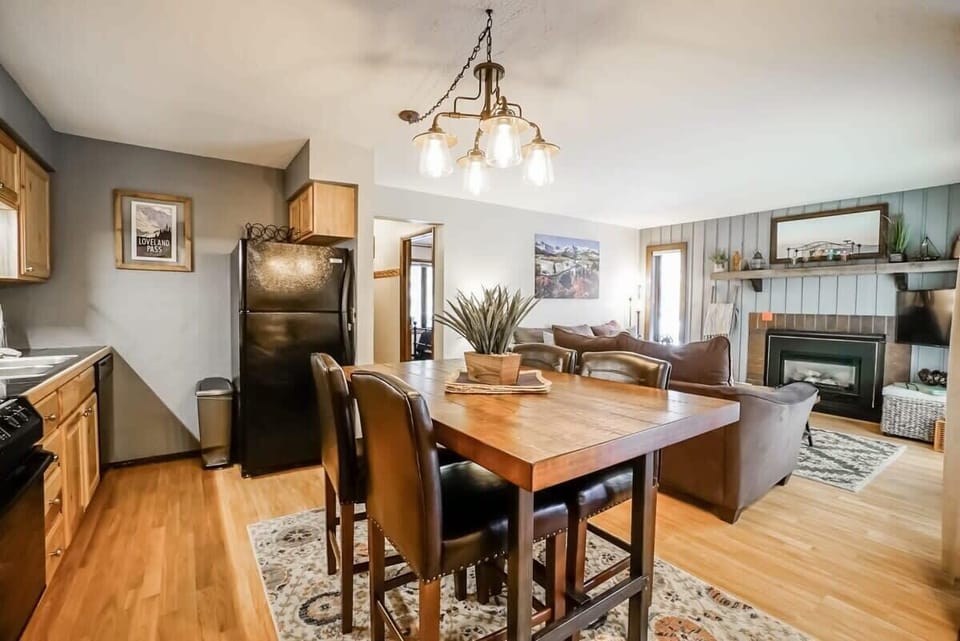 View of the dining area and living room