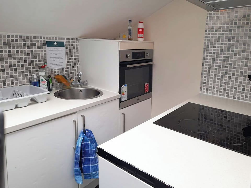 Full-size fridge, microwave, oven, stovetop