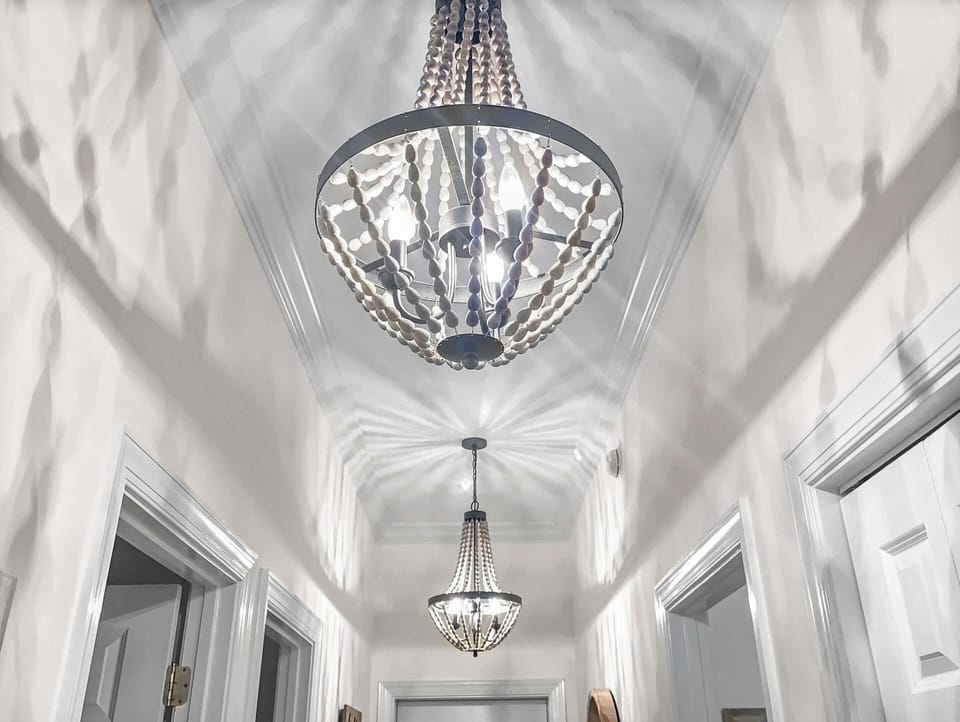 Stunning light fixtures in the entry hallway