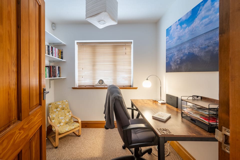 Ground floor: The study is a dedicated space for working away from home
