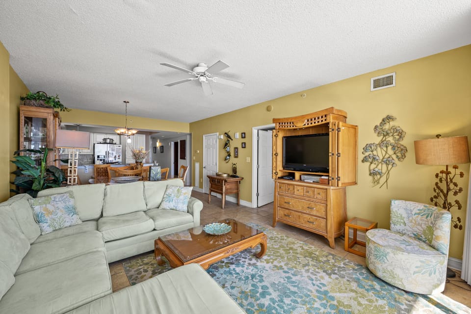 The ocean front living room is fabulous for movie night with the family.