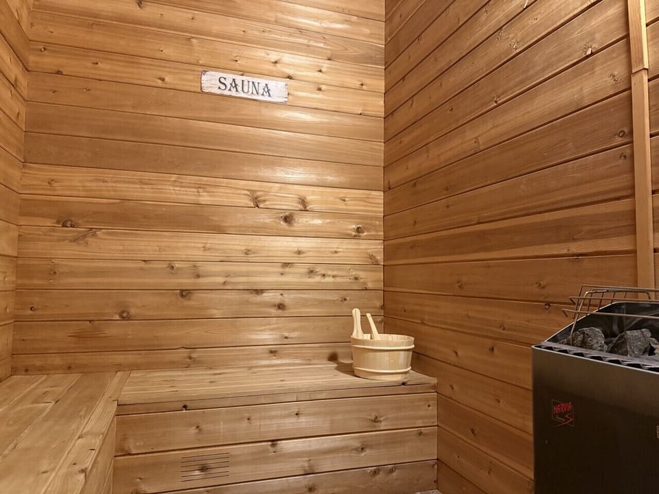 Private cedar sauna with Harvia heater — rare cabin amenity