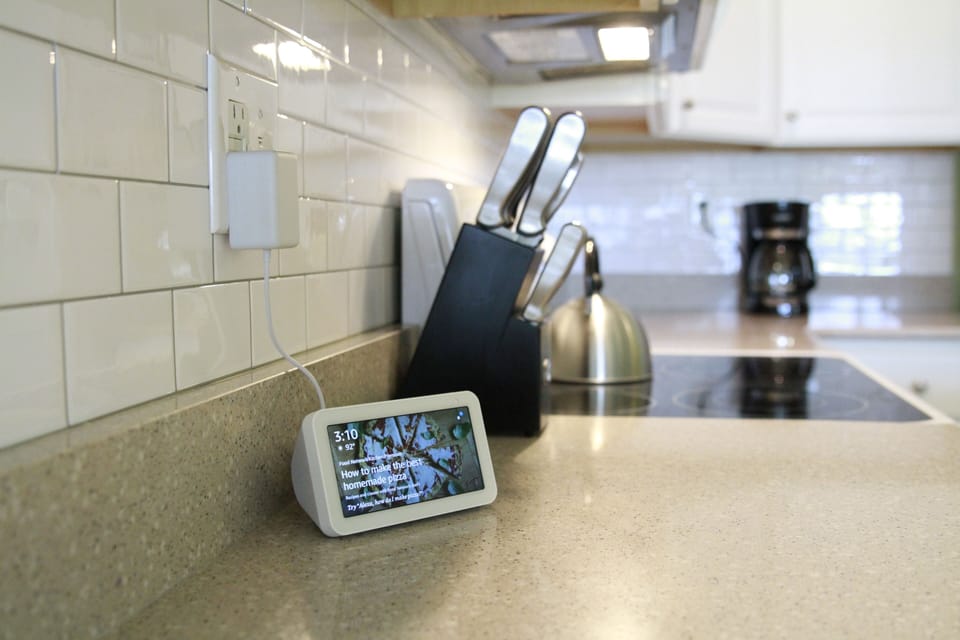 Alexa in kitchen for helpful advise and music