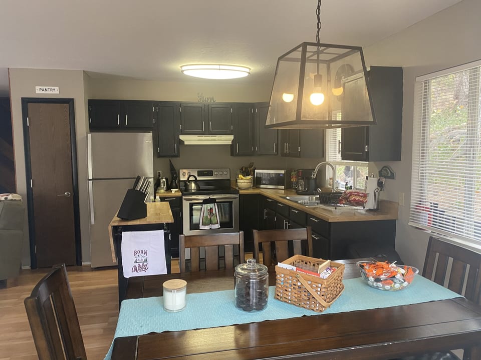 Kitchen and dining area, with all stainless steal appliances