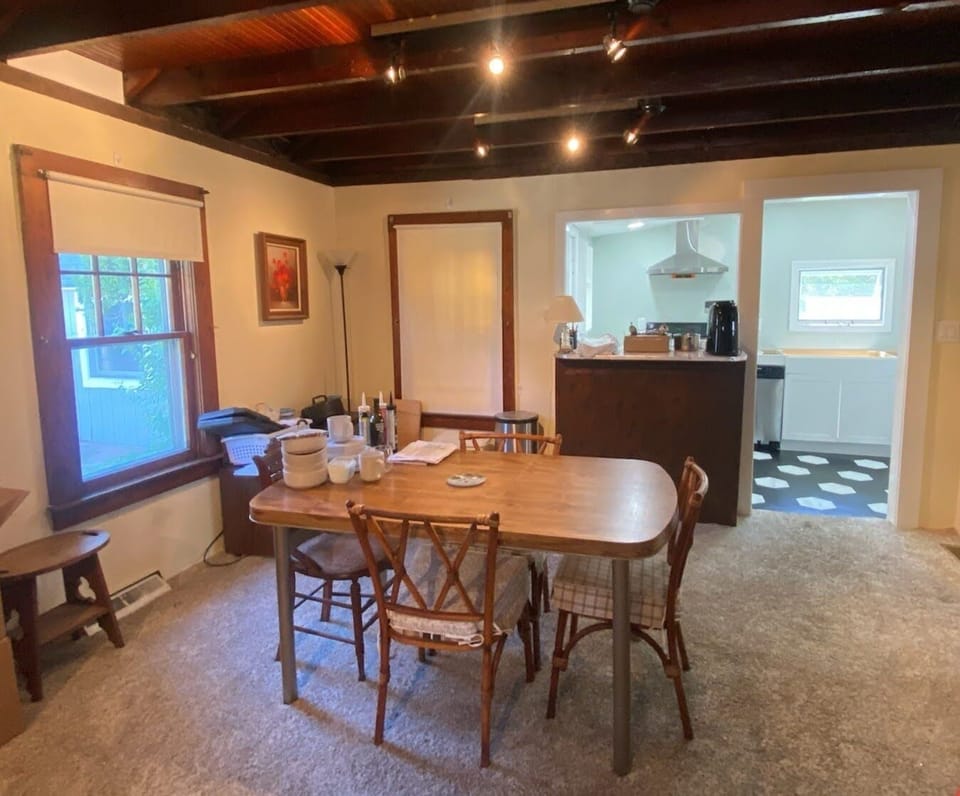 Large dining room can accommodate your family for meals or game night. 