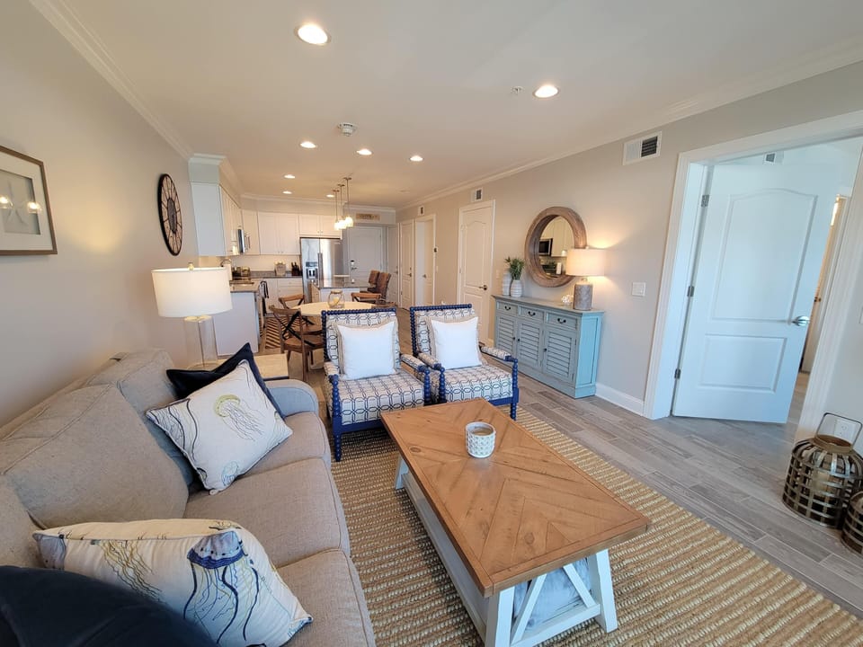 Living Area, Dining, and kitchen area.