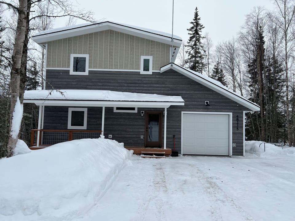 Front of home in the winter.