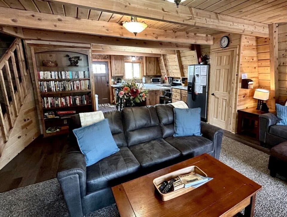 In this space guests can enjoy the open concept kitchen/living room with gas fireplace. 