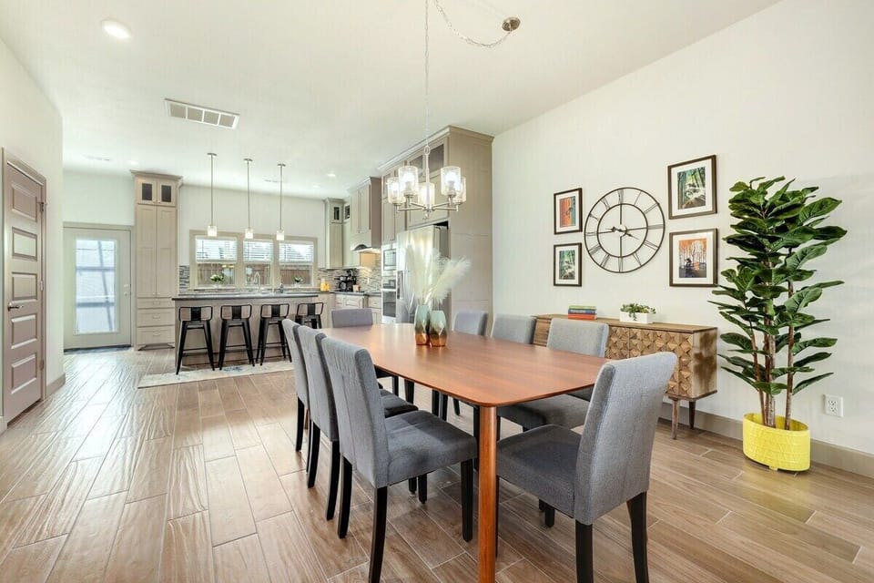 Have a family-style meal with your crew at our dining table with enough seating for 8!