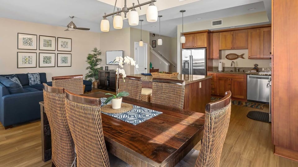 Pili Mai Resort at Poipu #10E - Dining, Living Room & Kitchen - Parrish Kauai