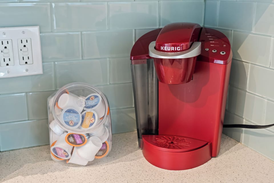 Keurig Coffee and Pods Start your mornings right with a freshly brewed cup of coffee from the Keurig, stocked with complimentary pods for your convenience.