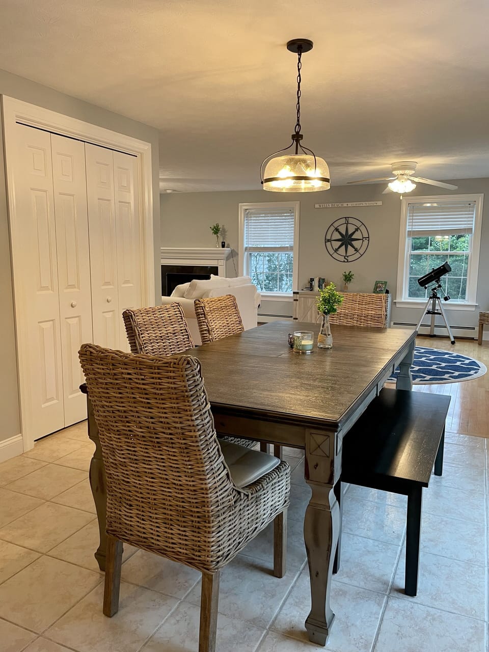 Kitchen table, seats 8 comfortably.