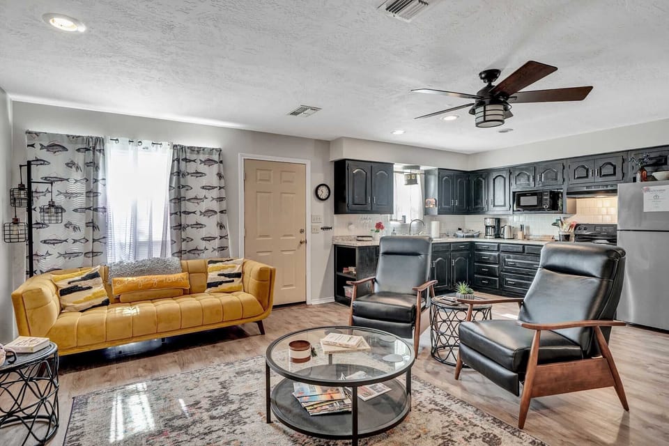 Lodge living room and kitchen
