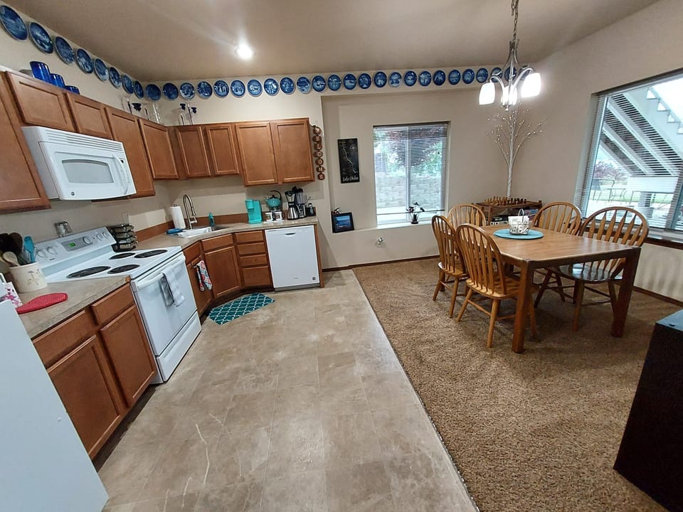 Spacious kitchen and dining room.
