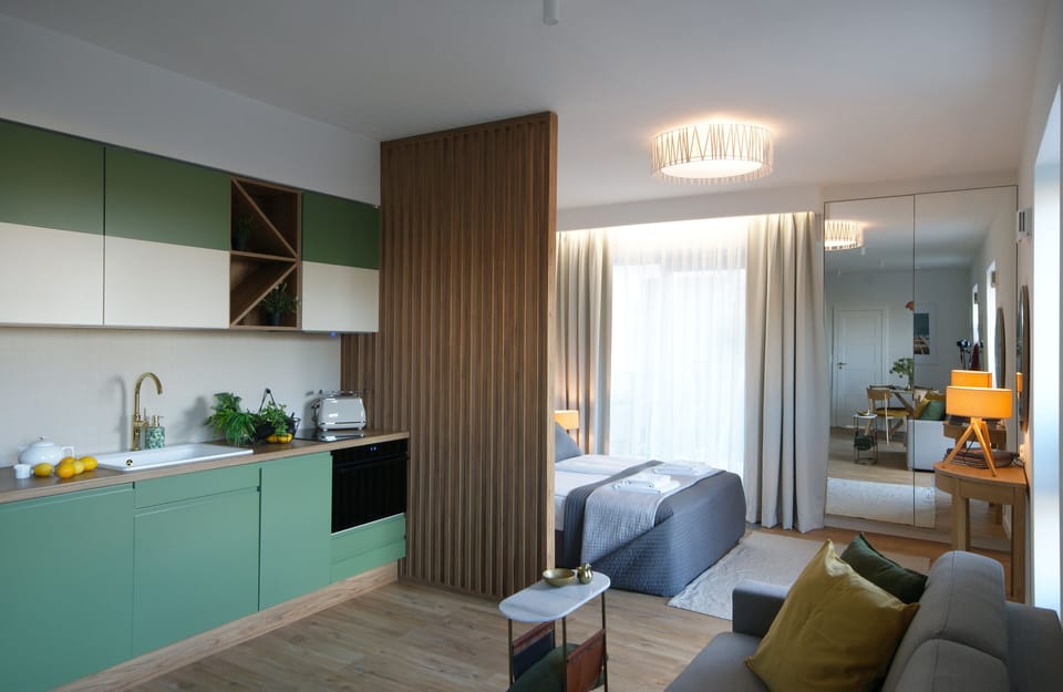 Apartment | Living area | 50-inch flat-screen TV with cable channels, TV