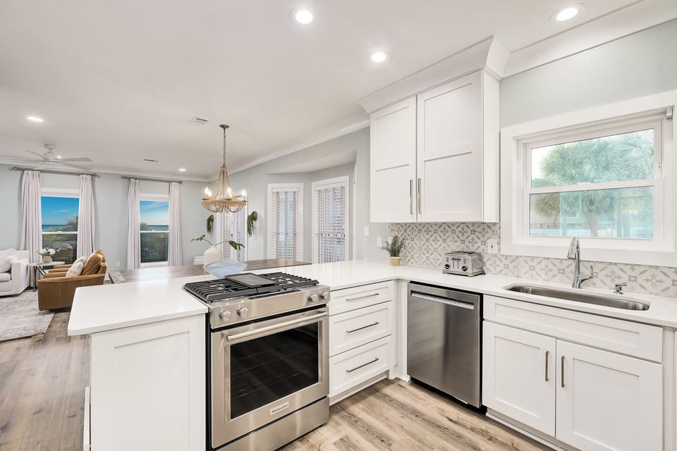 All the kitchen appliances needed to make preparing a meal easy.