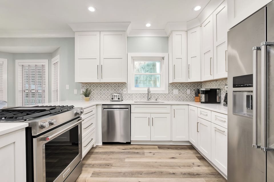The kitchen has plenty of counter space.