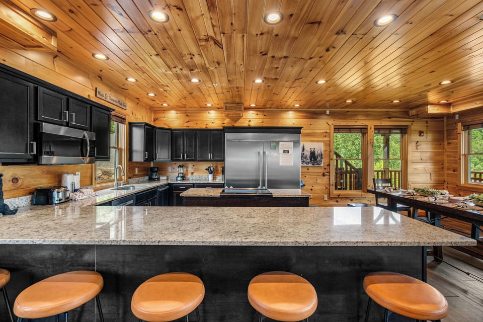 Large island bar with seating for 5