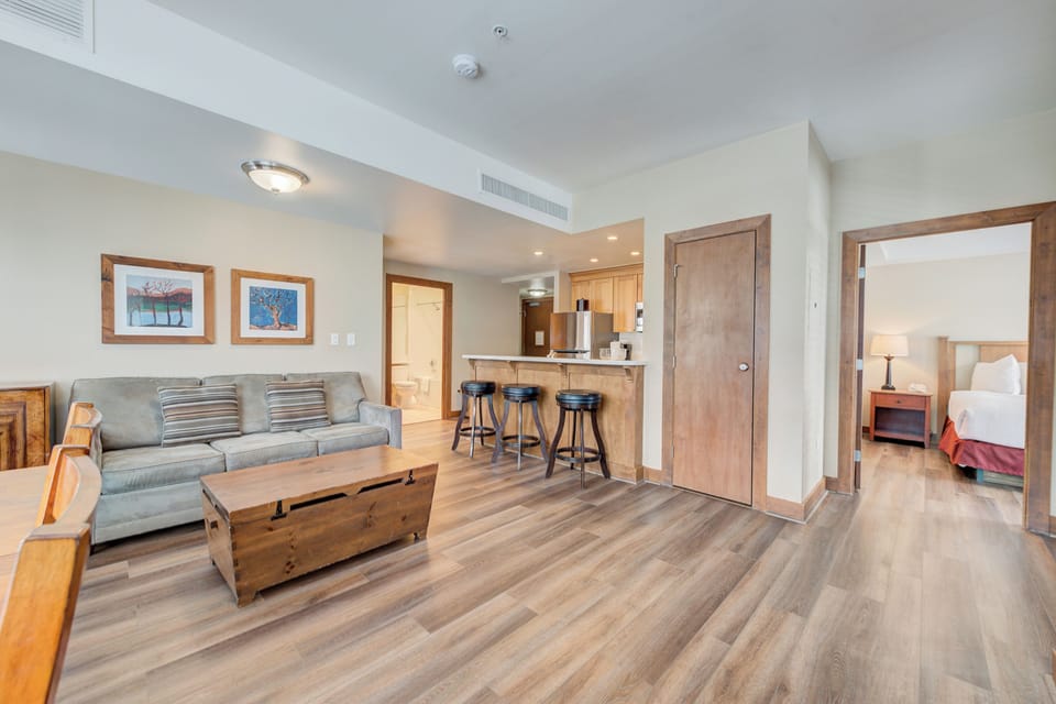 Living Room with Sleeper Sofa / Kitchen Area
