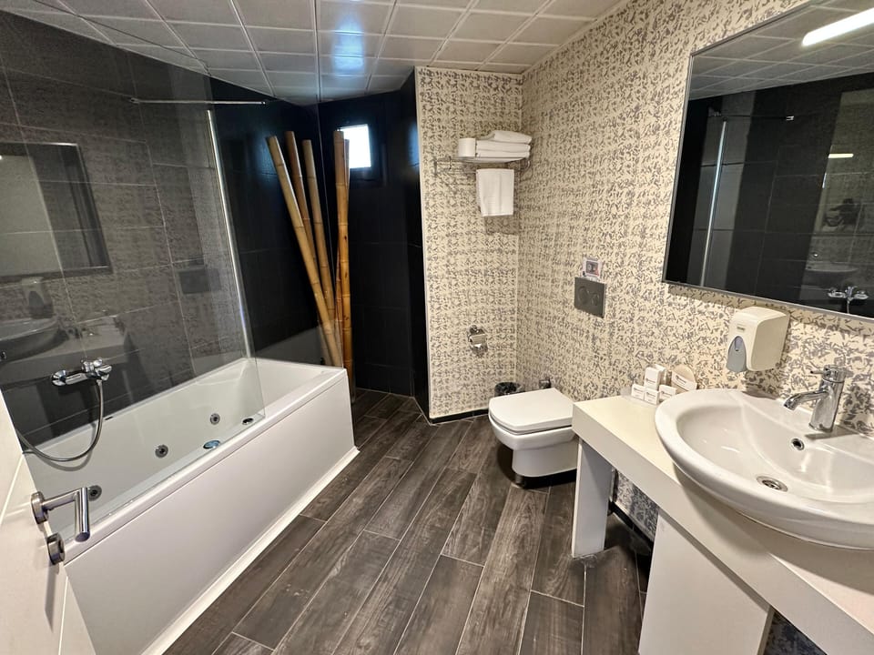 Studio | Bathroom | Hair dryer, slippers, towels
