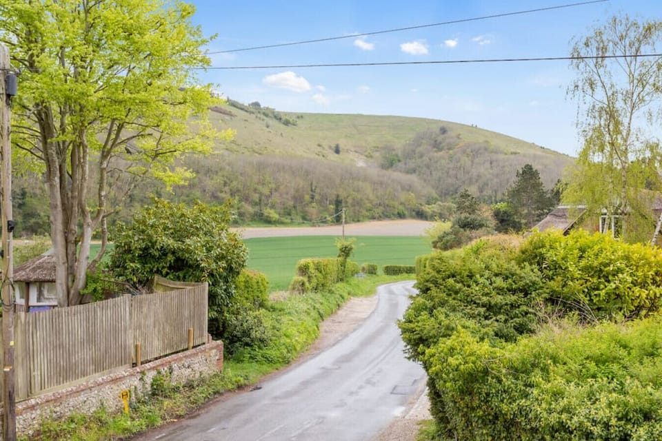 View of the road where the barn is located