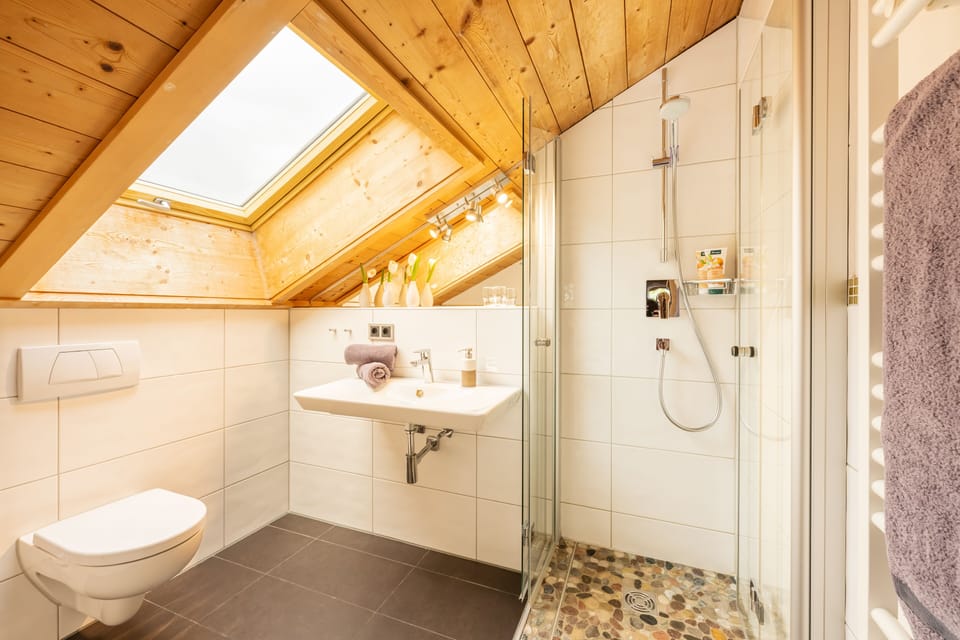 Comfort Double Room, 1 King Bed with Sofa bed | Bathroom | Shower, hair dryer, bathrobes, towels