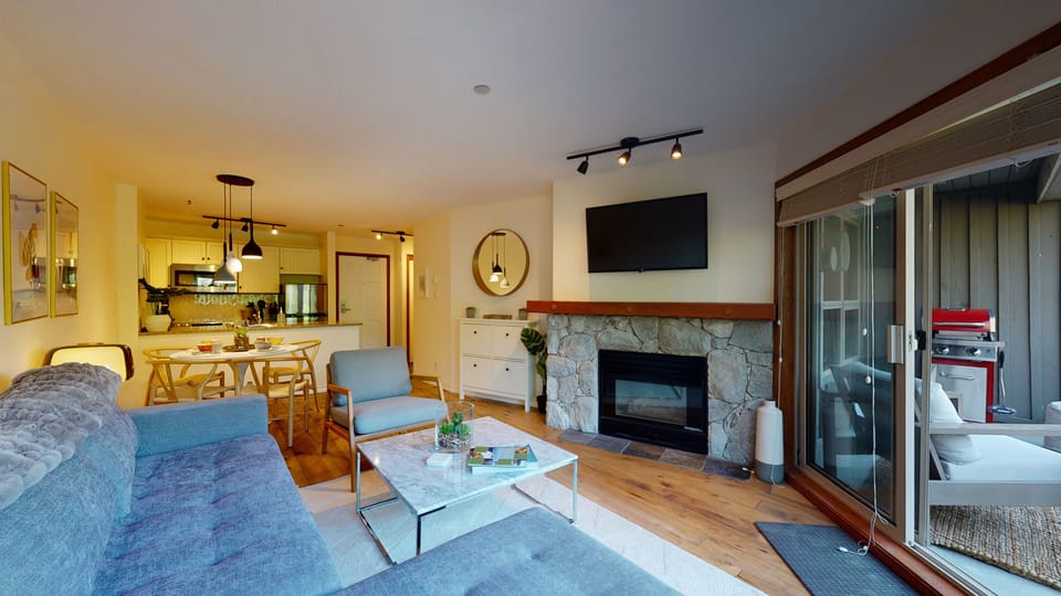 Living area with access to patio