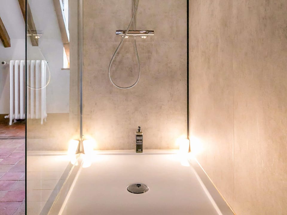 Eco-friendly toiletries, hair dryer, towels, soap