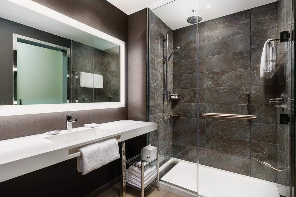 In-room safe, desk, laptop workspace, blackout drapes