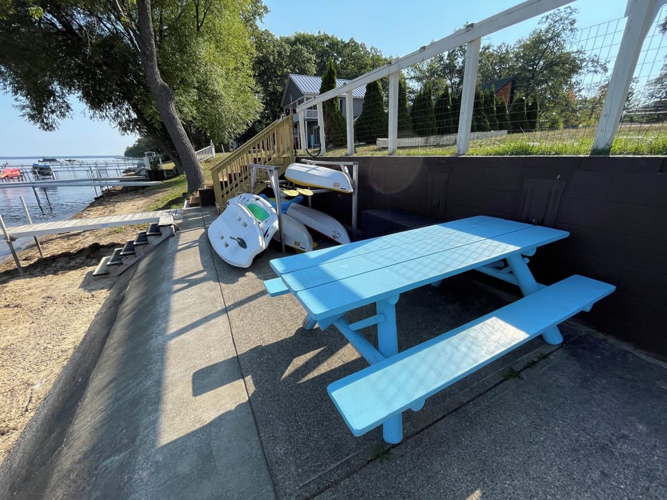 Picnic table for lunch at the waterfront.