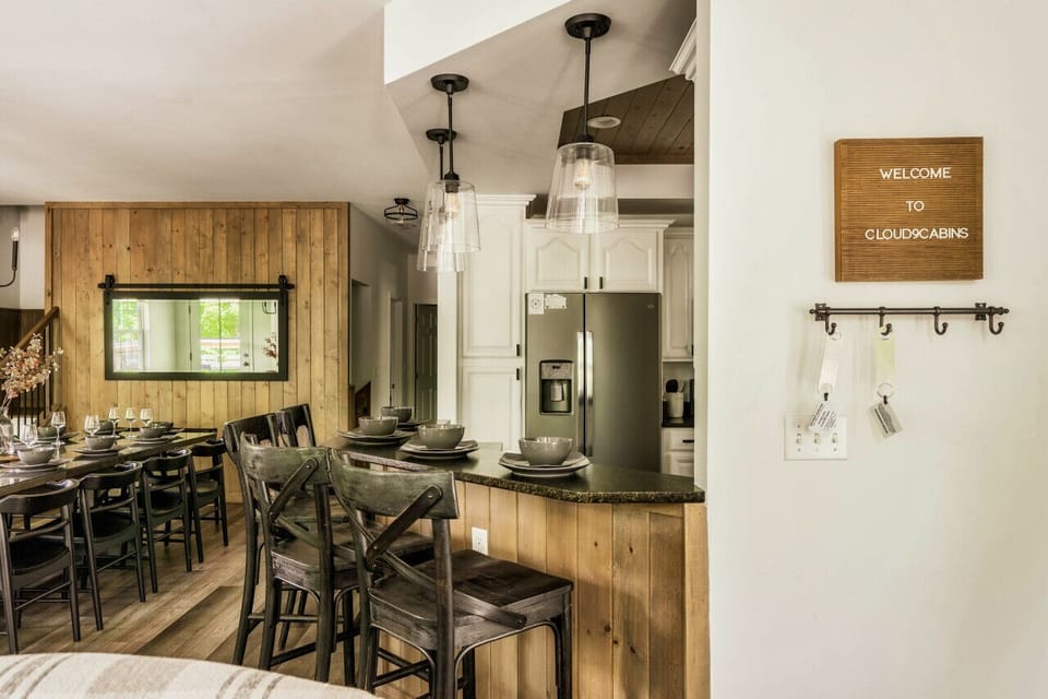 A dining table that seats 12 as well as bar seating!