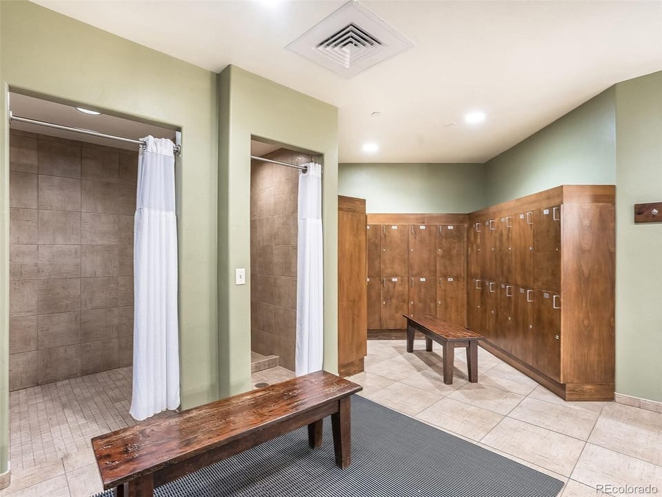 Locker room for the fitness center