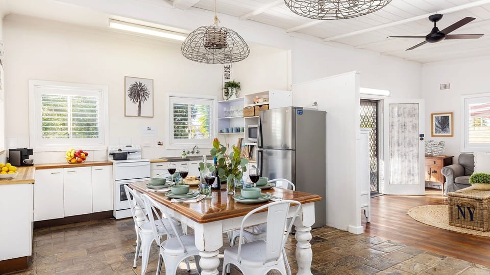 Beach Bungalow | Kitchen | Dining | Ceiling fan | Stove | Coffee machine
