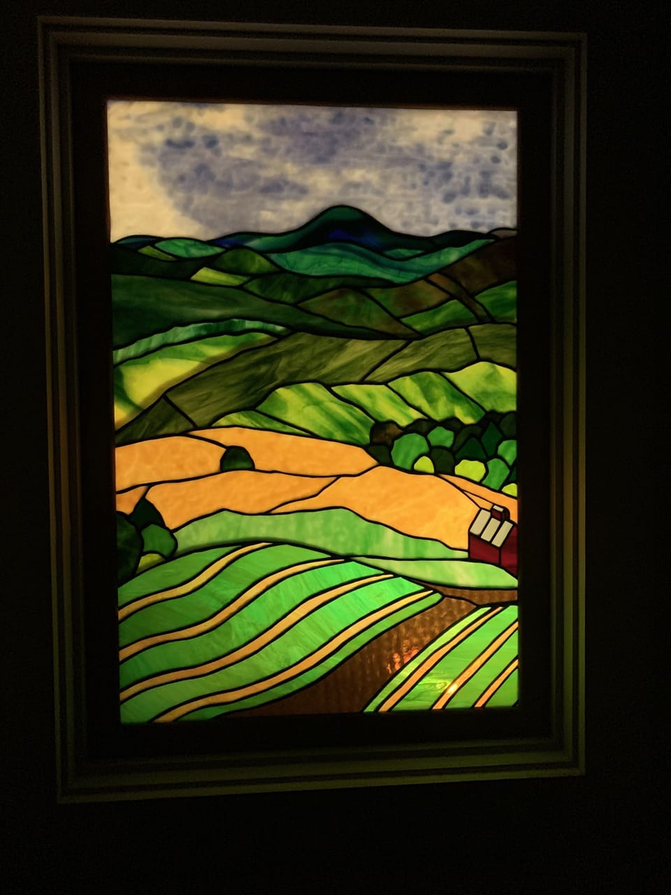 Stained glass in master bedroom