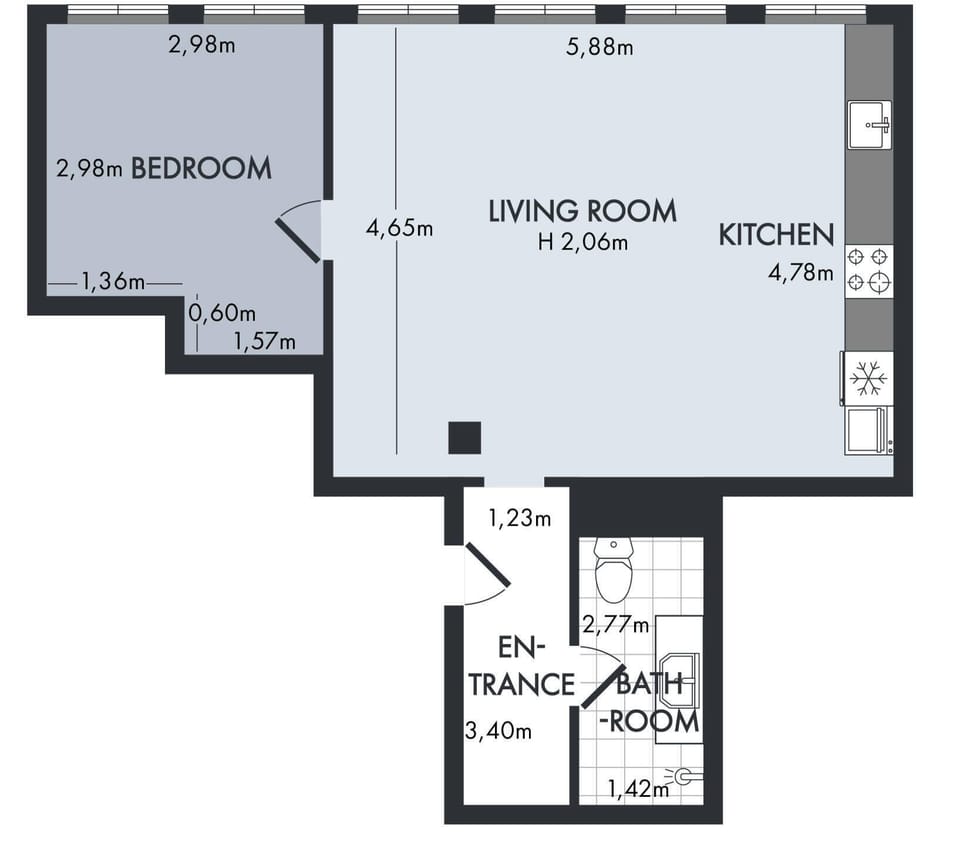 Apartment, 1 Bedroom, City View | Floor plan