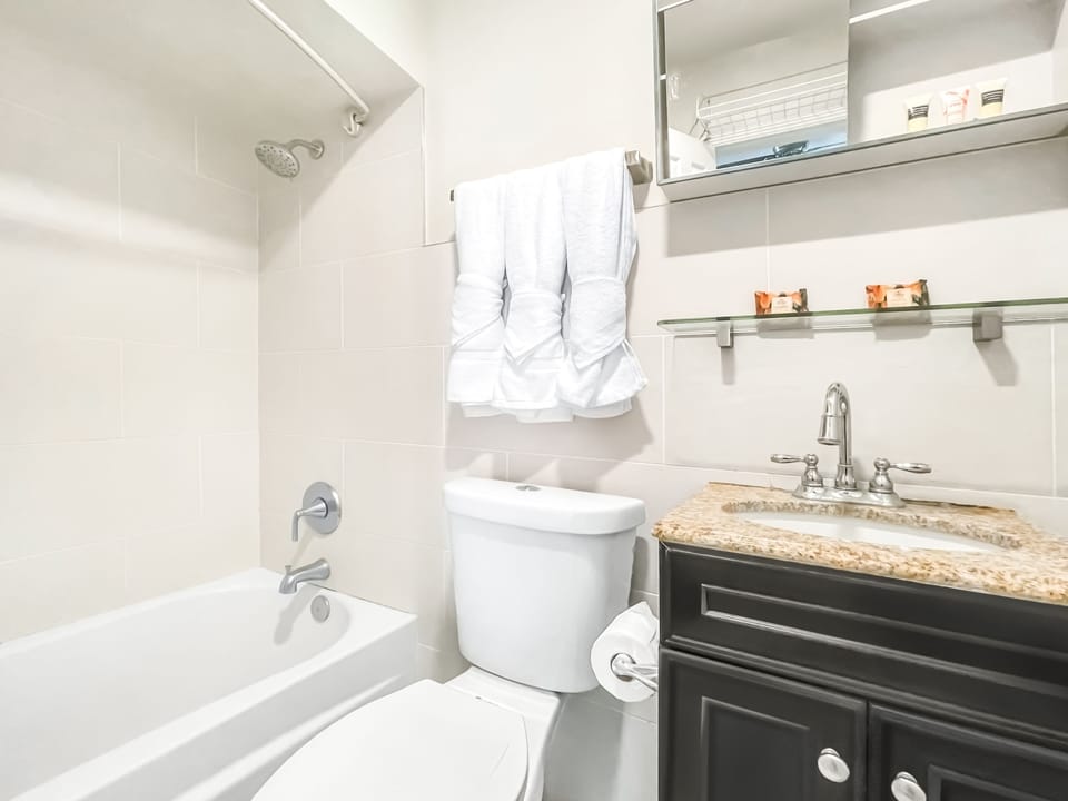 Apartment | Bathroom | Free toiletries, hair dryer, towels, soap