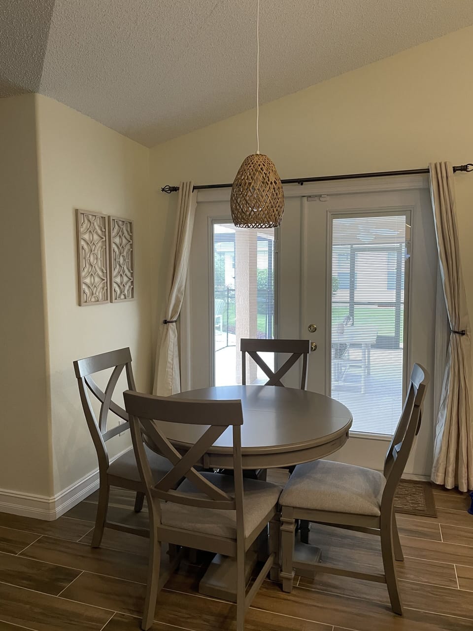 Dining nook seats four.