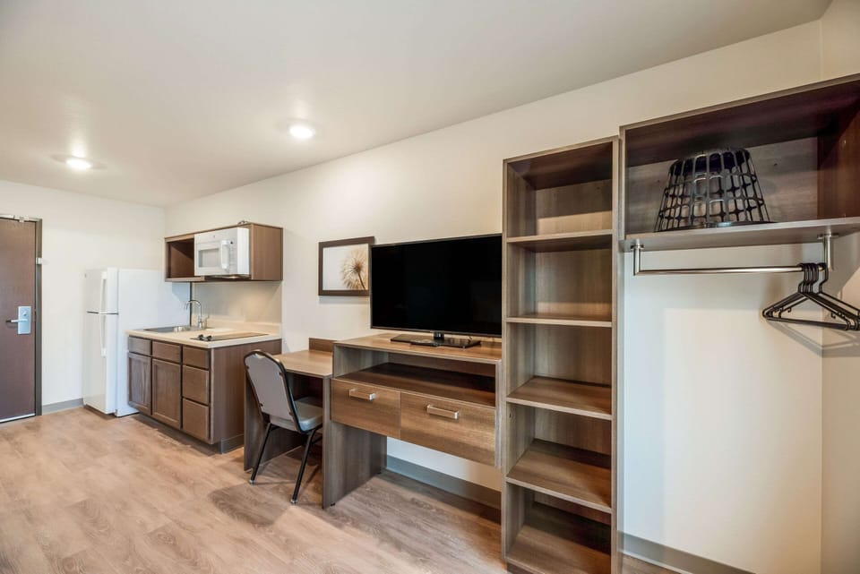 Standard Room, 1 Queen Bed, Non Smoking | Private kitchen | Full-size fridge, microwave, stovetop, freezer