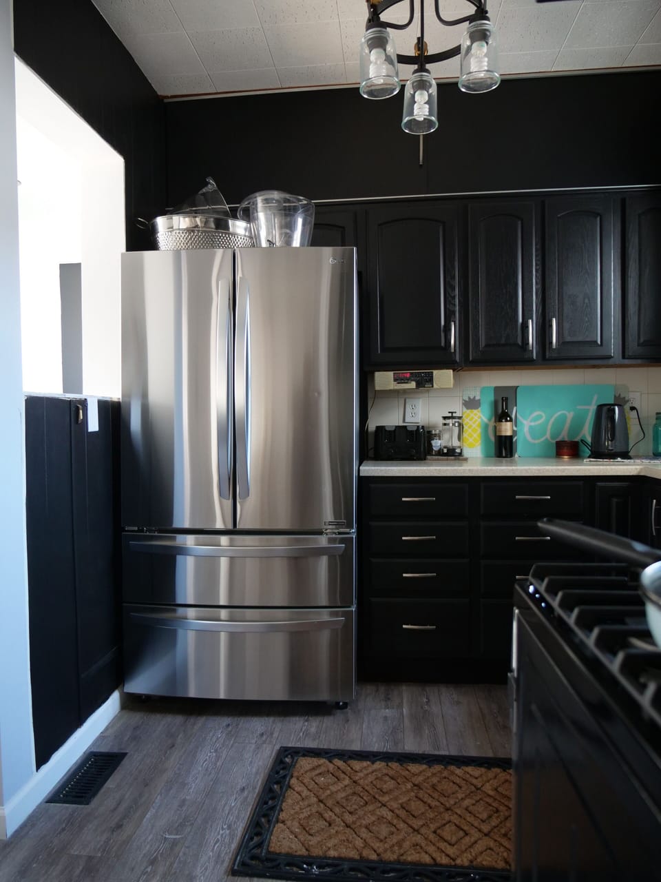 Kitchen with new stainless steel appliances 