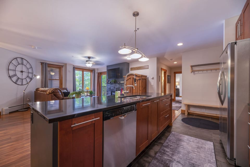 Main living area of Unit 8866 (kitchen, living room, and dining area)