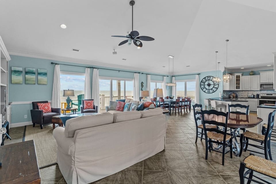 Living Room - Dining Areas and Kitchen