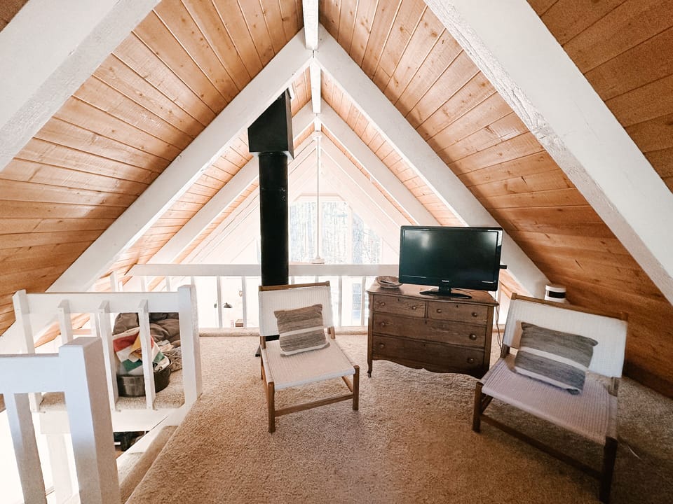 Loft with two memory foam full size beds and smart TV