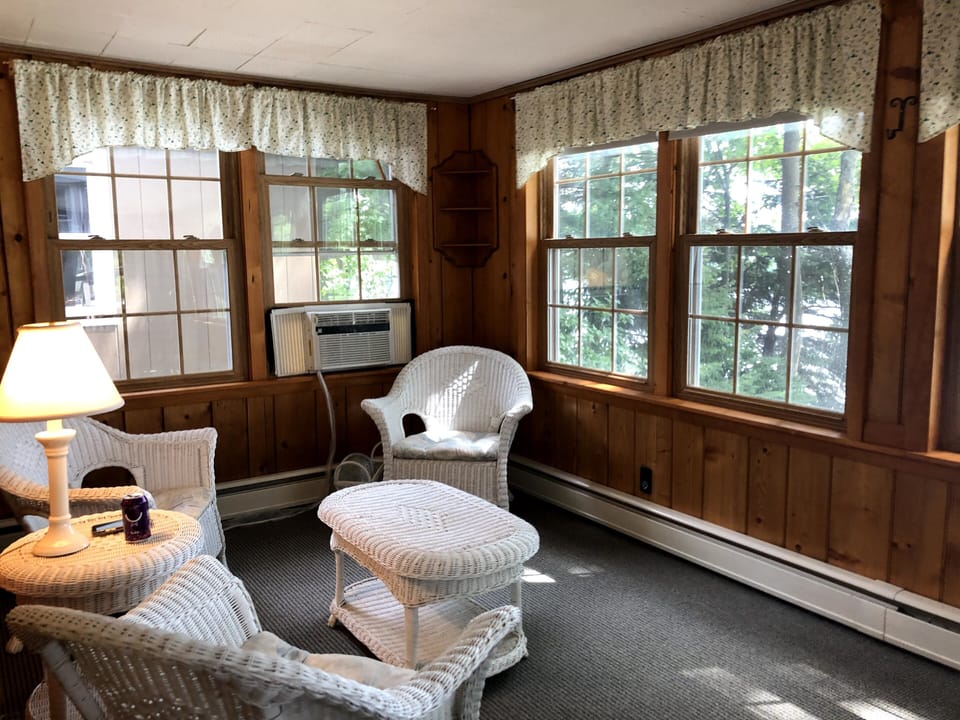 Sitting area with views of lake
