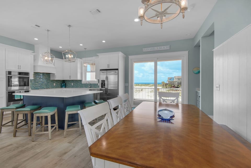 Dining room with water views
