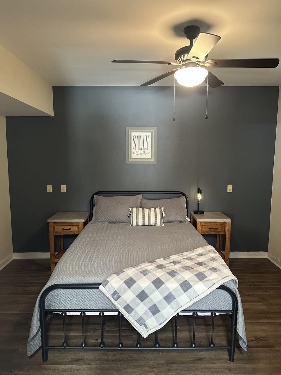 Private Queen bedroom downstairs off the garage game room.